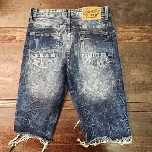 Shorts Grindhouse Denim Mens Blue Distressed Jean Shorts Size 34